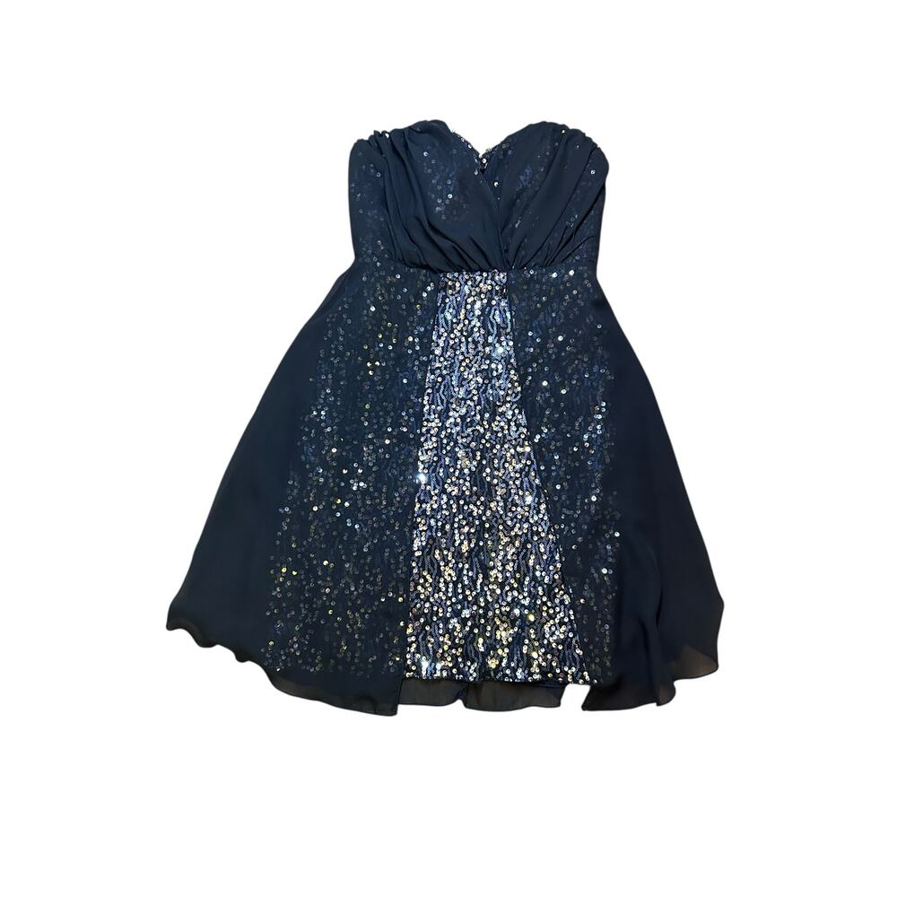 Trixxi Junior’s Black Strapless Sequin Cocktail Dress Size 3 Sweetheart Mini